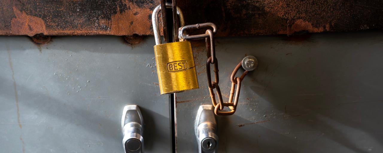 A locked cabinet in the classroom